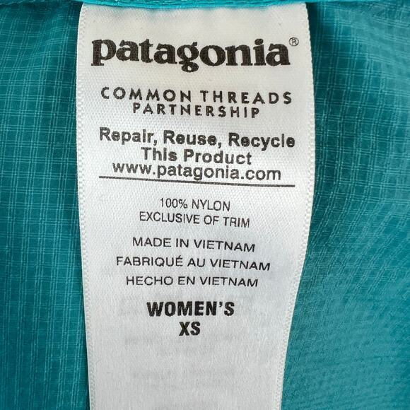 Patagonia Houdini Aqua Blue Windbreaker Jacket Snap-T Pullover Size X-Small XS - Picture 9 of 11